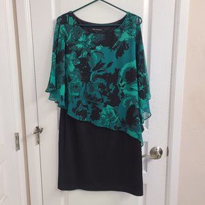 Teal floral mid-length cocktail dress BoxF